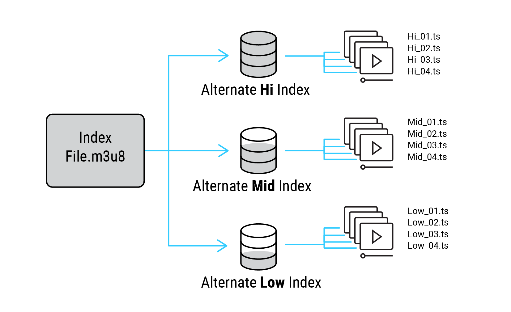 Figure 1. All HAS technologies operate using metadata files and media segments.