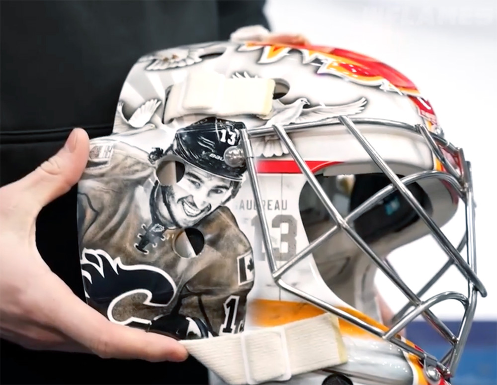 Johnny, Matthew Gaudreau Honoured on Flames Goalie Mask