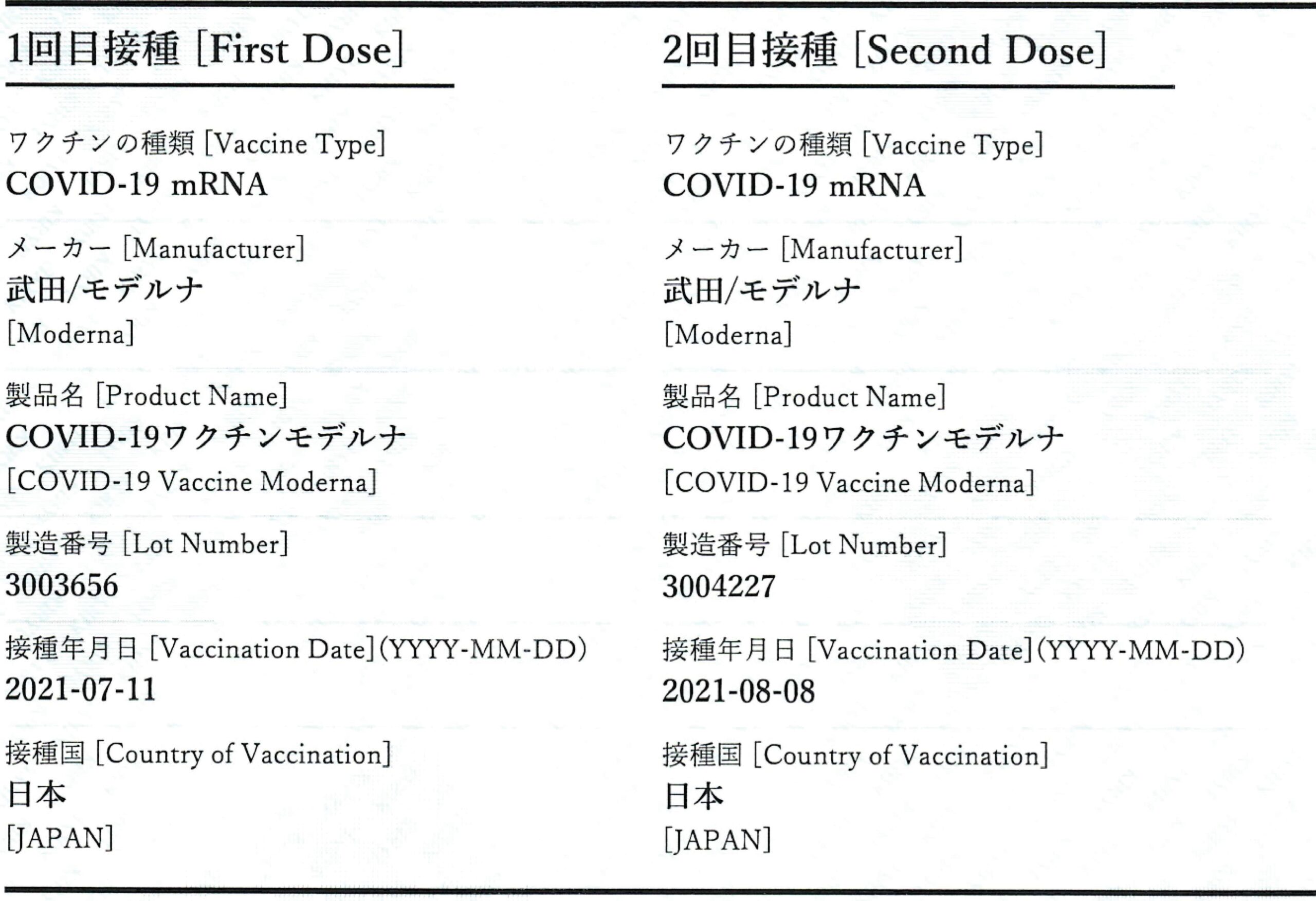 ワクチン接種証明書