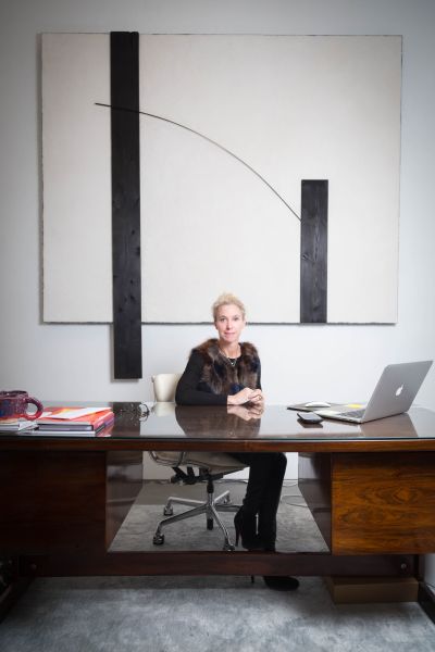 Marianne Boesky phototographed in her office at Marianne Boesky Gallery on 10 February 2017. 
