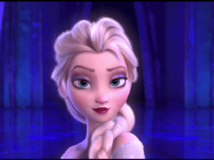 Screenshot of Queen Elsa singing "Let it Go" from Disney's Frozen