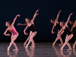Miami City Ballet dancers—Patricia Delgado in pink—in Balanchine's Symphony in Three Movements.