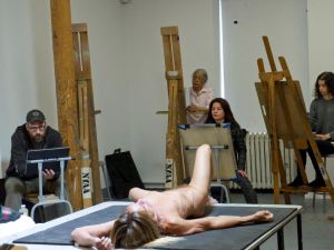 Students drawing Iggy Pop during a life drawing class at the New York Academy of Art. The work will go on view for Jeremy Deller's exhibition "Iggy Pop Life Class" at the Brooklyn Museum this fall.