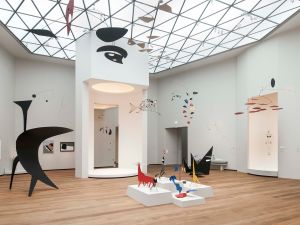 Installation view of Alexander Calder: A Survey in East Building, National Gallery.