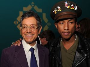 Jeffrey Deitch and Pharrell Williams attend The Kingdom of Morocco and Maybach dinner in celebration of Art Basel with Maria and Bill Bell, Jeffrey Deitch and MOCA at Raleigh Hotel on November 30, 2011 in Miami Beach, Florida.