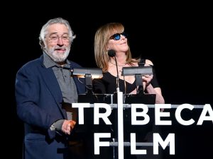 Robert De Niro and Jane Rosenthal onstage at the "Clive Davis: The Soundtrack of Our Lives" Premiere during the 2017 Tribeca Film Festival.