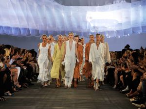 The models walk the runway at the Alexander Wang Spring 2011 fashion show.
