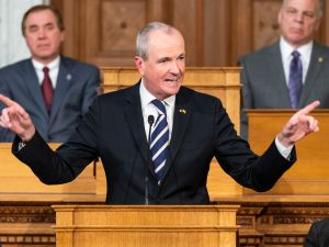 New Jersey Governor Phil Murphy delivering the 2019 New Jersey State of the State address in the Assembly Chambers at the New Jersey State House in Trenton.