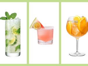 collage of three different summery cocktails
