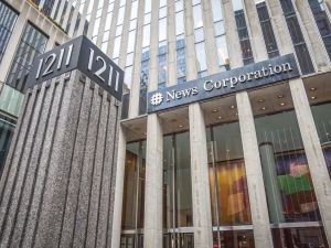 Entrance to Fox News headquarters at NewsCorp Building in New York.