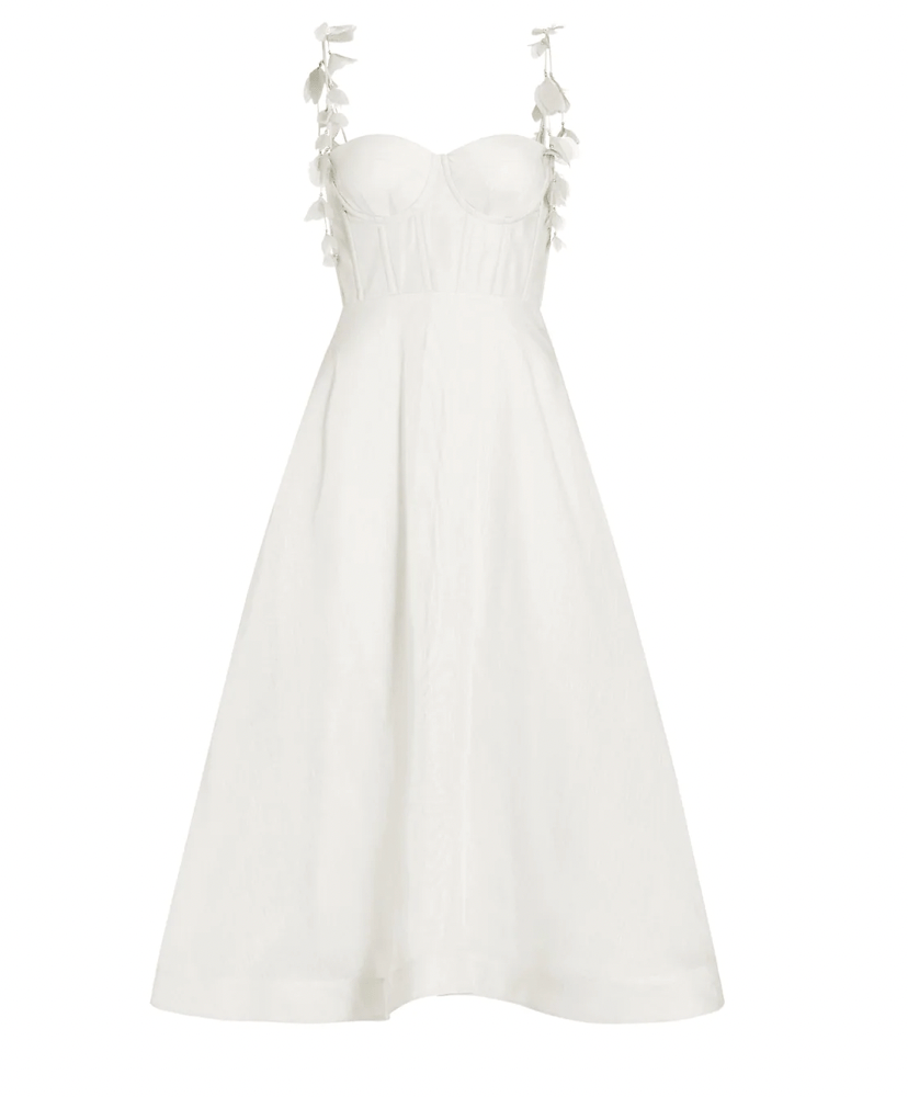 white corset-style midi dress
