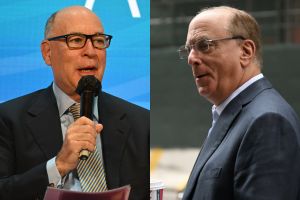 Side-by-side photos of Robert Kapito and Larry Fink, older white men in suits and glasses