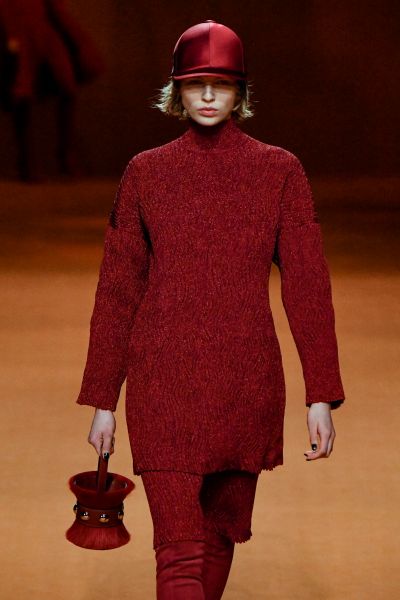 Image: A model walks on the runway for Hermès' Fall/Winter 2023/2024 show at Paris Fashion Week. 