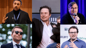 A collage of A.I. startup founders