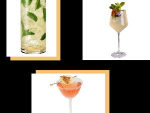 collage of three cocktails