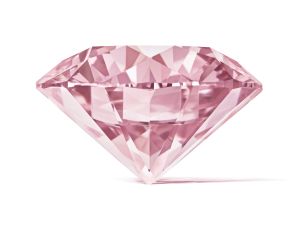 Pink diamond pictured against white background