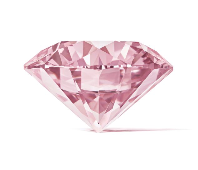 Pink diamond pictured against white background