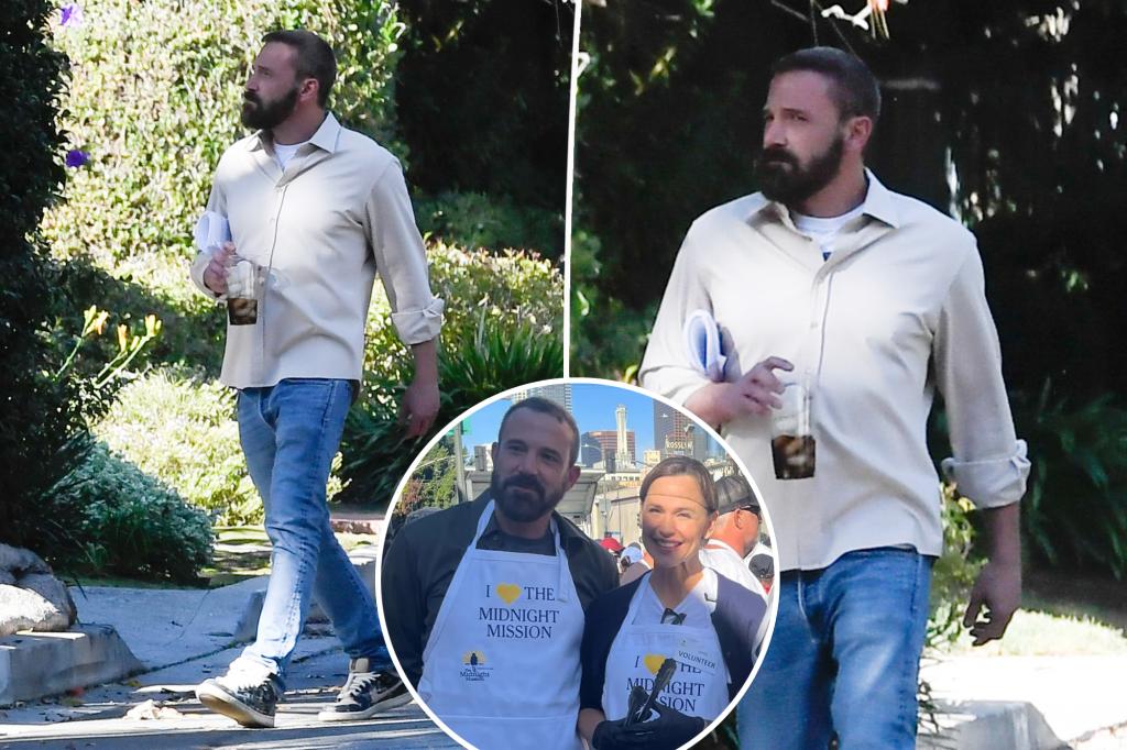 Ben Affleck seen walking to Jennifer Garner’s house for Thanksgiving dinner after family charity outing