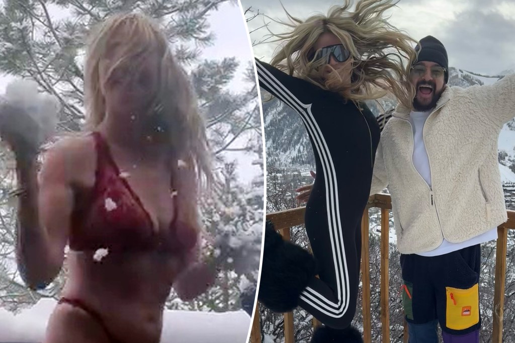 Heidi Klum wears red lingerie in the snow during Aspen trip with husband Tom Kaulitz and kids