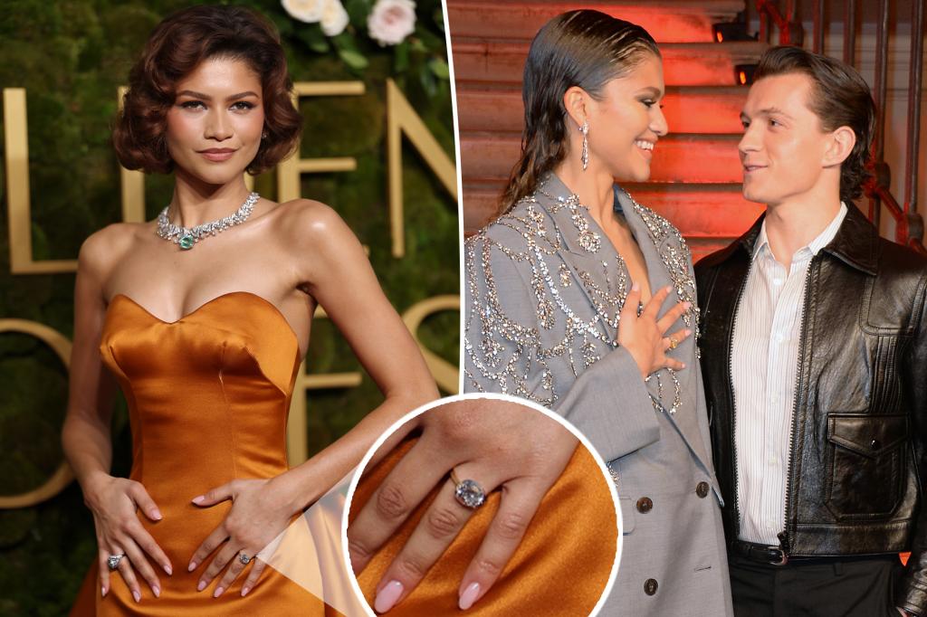 Zendaya sparks Tom Holland engagement rumors with diamond ring on Golden Globes 2025 red carpet