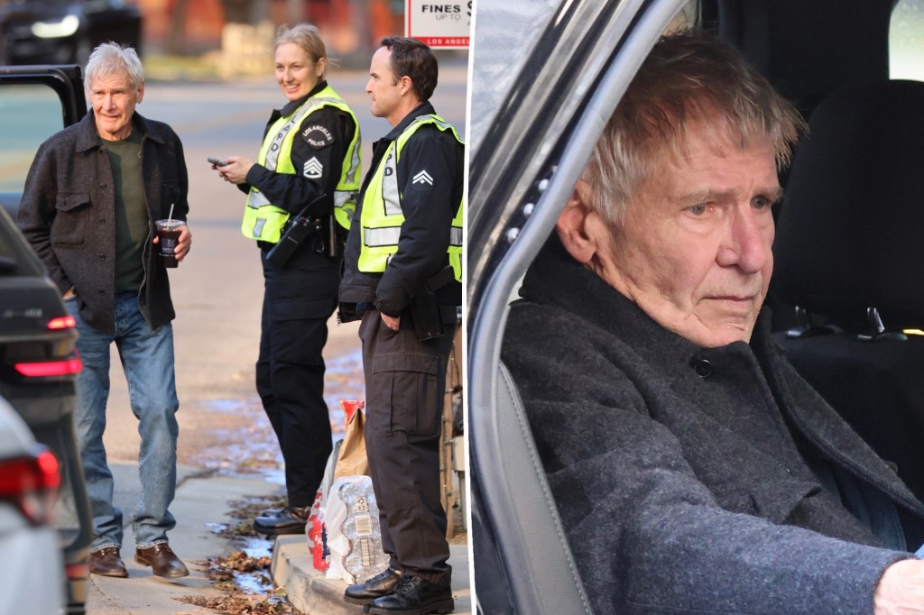 Harrison Ford gets escorted by police to check on his Brentwood home as fires rage across Los Angeles