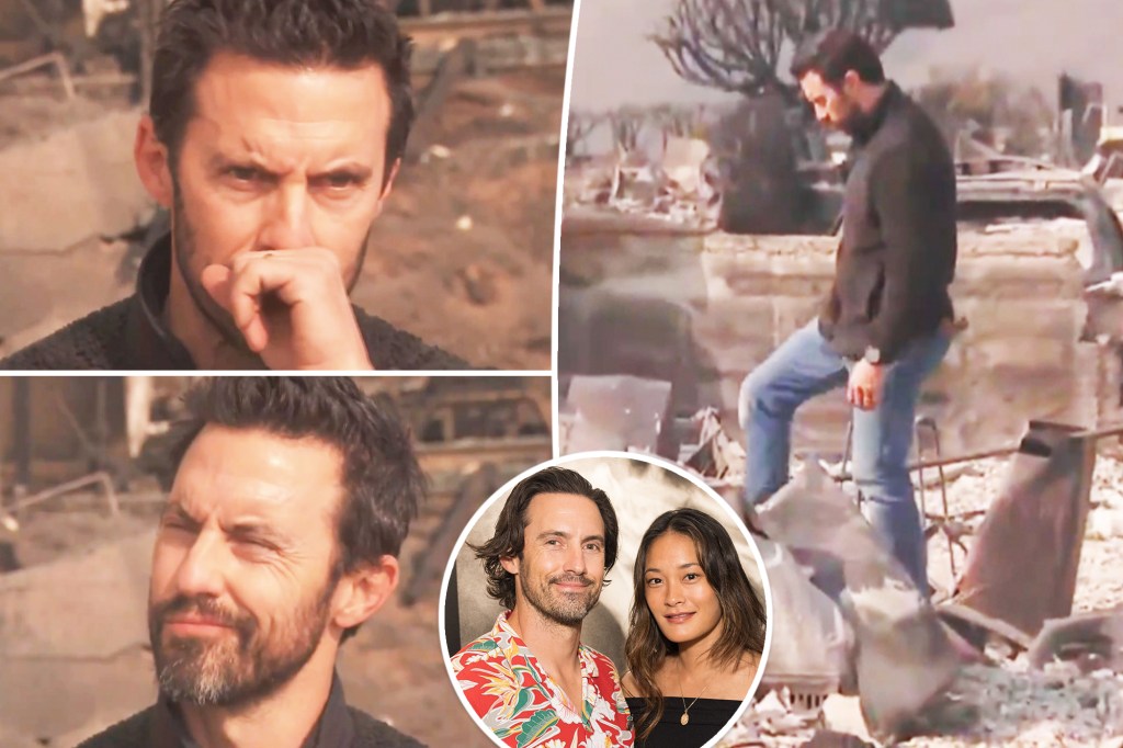 ‘This Is Us’ star Milo Ventimiglia chokes back tears after home burns down in wildfire days before wife gives birth