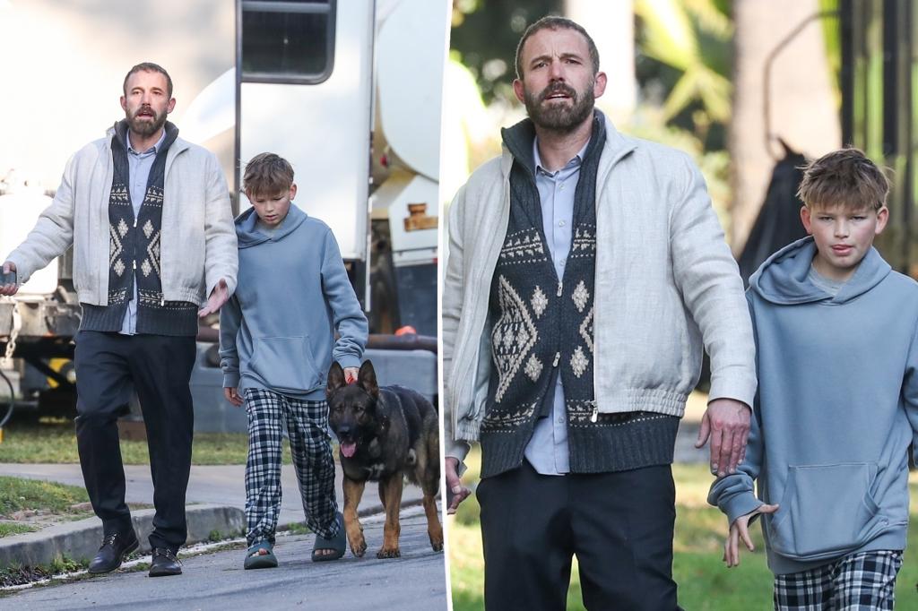 Ben Affleck steps out with son, dog for stroll after police, FBI visit his neighborhood amid LA fires