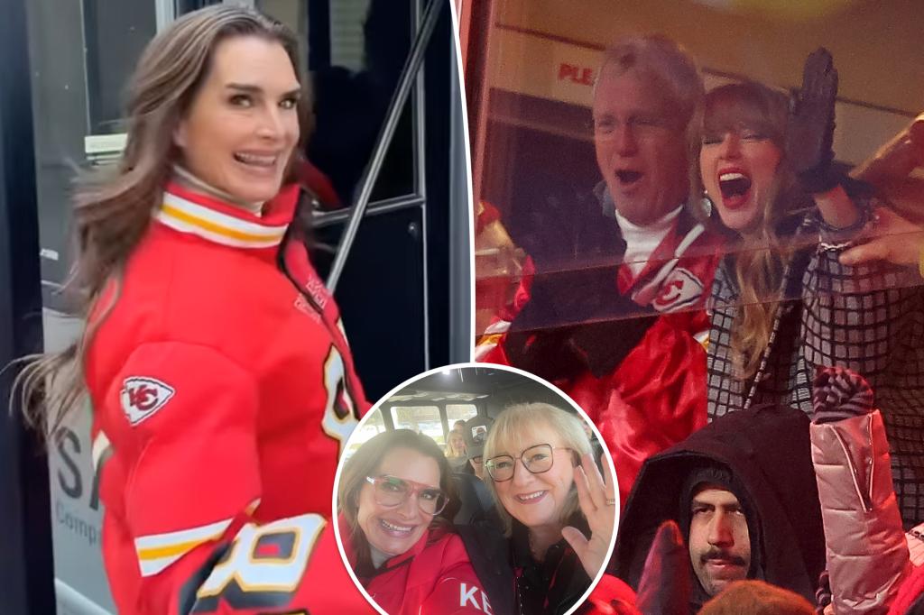 Brooke Shields joined Donna Kelce — and became part of Taylor Swift’s entourage — at Kansas City Chiefs’ playoff game