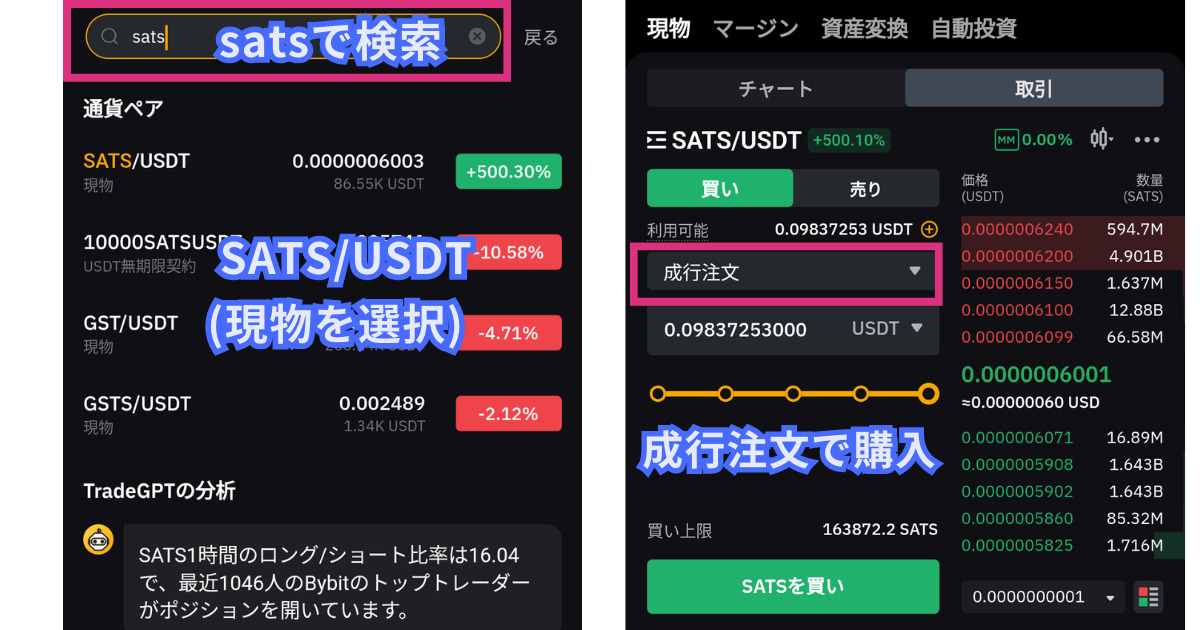 仮想通貨SATS(1000SATS)の買い方