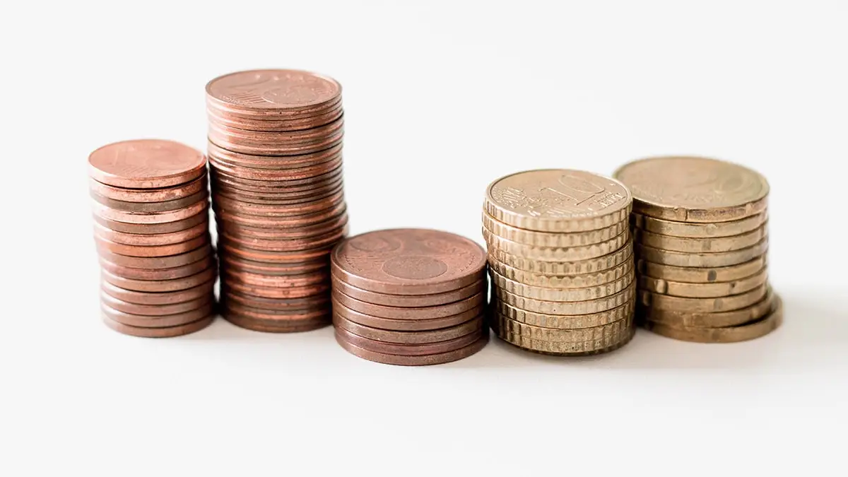 a stack of coins sitting next to each other