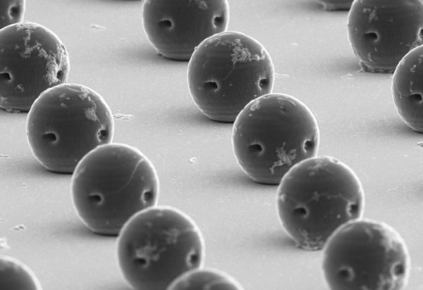 SEM image of bioresorbable acoustic microrobots