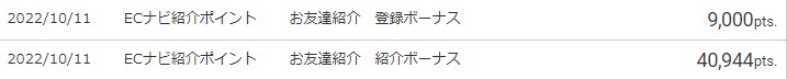 ECナビの友達紹介数（2022年10月）