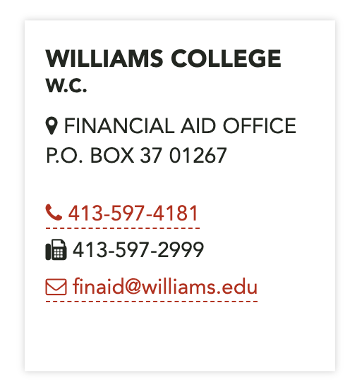 AIS school list design - William's College