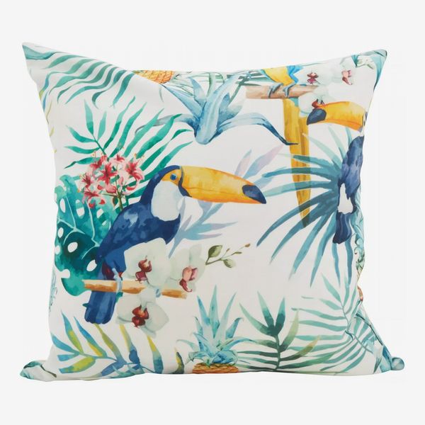 Saro Lifestyle 18”x18” Tropical Toucan Statement Poly Filled Throw Pillow Blue