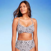 Women’s Leopard Print Twist-Front Bikini Top - Kona Sol™ Cream