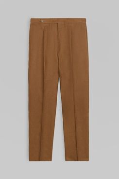 Drake’s Tobacco Irish Linen Single Pleat Trouser