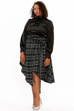 “Sally” Tartan Skirt Green