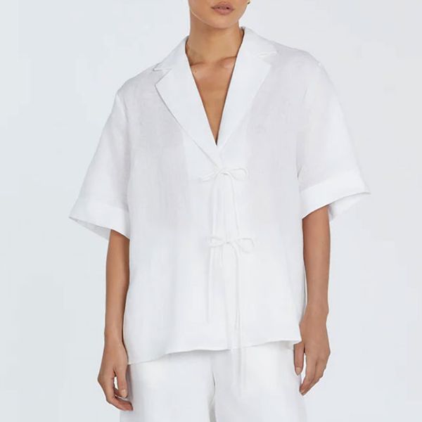 Dissh Emelia White Linen Wrap Shirt