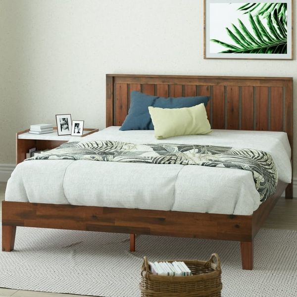 Zinus Vivek Deluxe Wood Platform Bed With Headboard - Queen