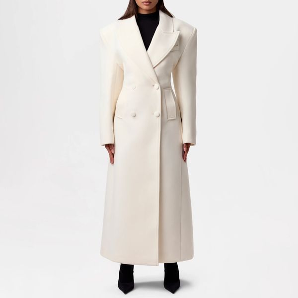 Naked Wardrobe Faux-Wool Power Shoulder Coat