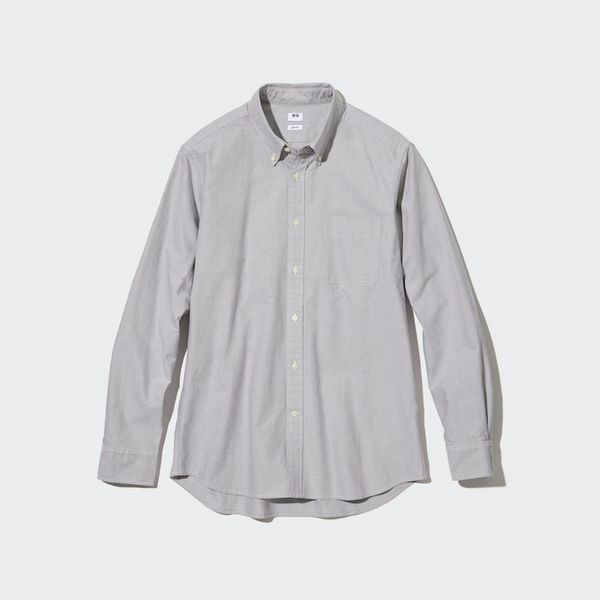 Uniqlo Oxford Slim Fit Long Sleeve Shirt - gray