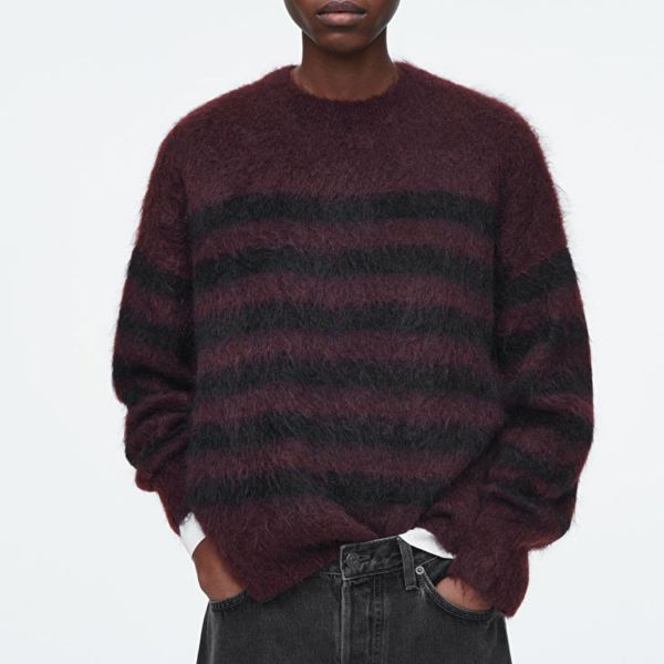 COS Striped Brushed-Mohair Crew-Neck Sweater