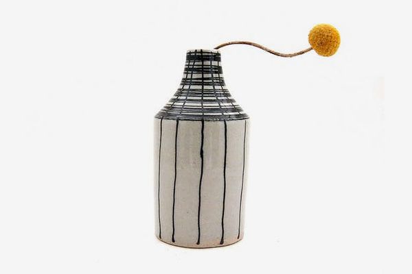 Black and White Ceramic Basket Bottle Vase