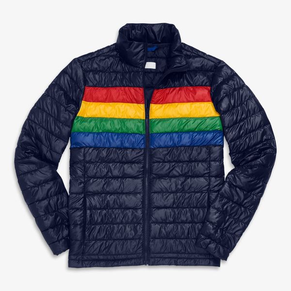 Primary Grown-Ups Puffer Jacket in Stripe (Unisex Fit)