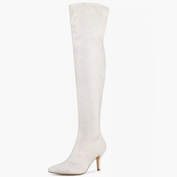 Glitter Pointed Toe Stiletto Heel Over the Knee High Boots