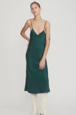 Silk Laundry 90s Silk Slip Dress Emerald