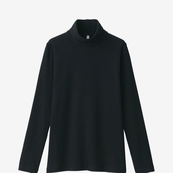 Muji Brushed Ribbed Turtleneck Long-Sleeved T-shirt