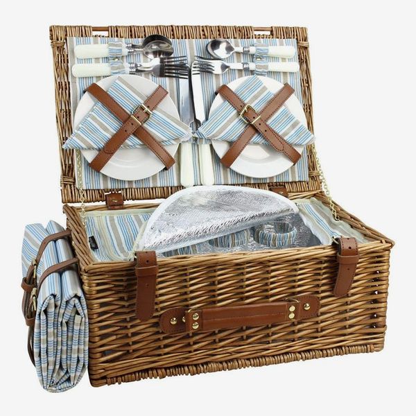 HappyPicnic Wicker Picnic Basket Set