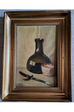 Antique Small Dutch Still Life Oil Painting