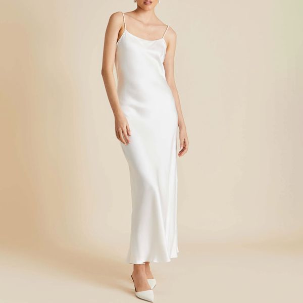 Olivia von Halle Olympia Ivory Pearl Slip Dress